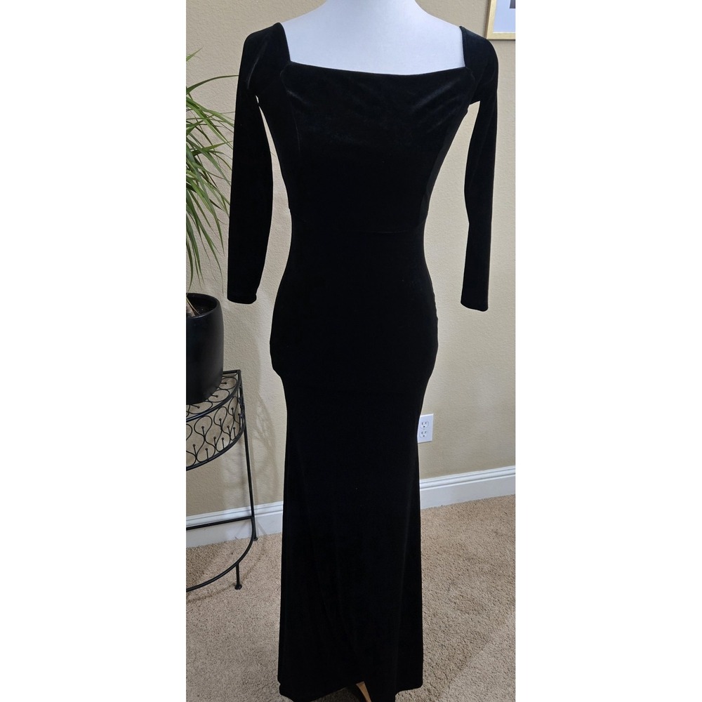 Windsor Womens Dress‎ Velvet Witchy Whimsigoth Mermaid Maxi  Black Party Vamp